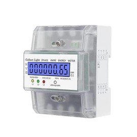 LCD Digital Electricity Meter, Electricity Meter, 3-Phase 4-Wire, Calibrated Three-Phase Meter, 230/400 V, 5-100 A, Three-Current Meter, DIN Rail