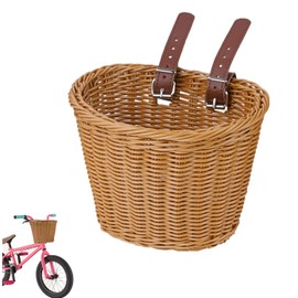 SAHENITEANA Kids Bike Basket Durable Removable with Bike Accessories for Boys Girls Kids Bikes, Toddlers Micro Tricycle (Brown)
