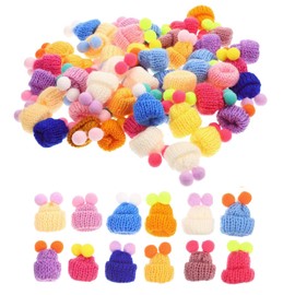 xlwen Mini Knitted Hats, Pack of 50 Mini Knitted Hats, DIY Mini Knitted Hats, Knitted Mini Hat Ornaments for Jewellery Making DIY Christmas Crafts, Mixed Colours