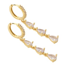 Mikovivi Pendant Earrings for Women, Gold Diamond Earrings Copper Lightweight Trendy Pendant Ear Jewelry Hoop Accessories for Women