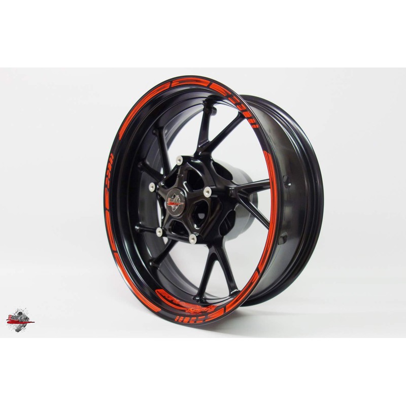 BIKE-label 760000 Wheel Rim Sticker Neon Red/Orange Stripes Black