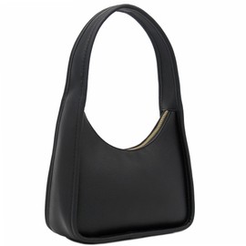 Small Curved Shoulder Bag Minimalist Underarm Crescent Hobo Handbag (Black)
