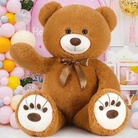 Muiteiur 51inch Giant Teddy Bear Stuffed Animal, Big Bear Plush with Big Footprint, Great Gift for Christmas, Valentine's Day, Party Decorations (Brown)
