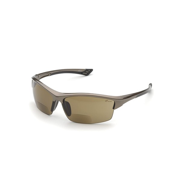Elvex WELRX350BR30 3.0 Diopter Bifocal Safety Glasses, Metallic Brown Frame/Brown Lens