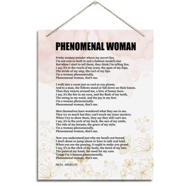 BQL Inspirational Wall Decor, Decorative Hanging Wood Signs, Decorative Wood Plaque, Home Office Wall Decor Gift, Motivational Decor Art, Maya Angelou Quotes Wall Sign- Phenomenal Woman Poem