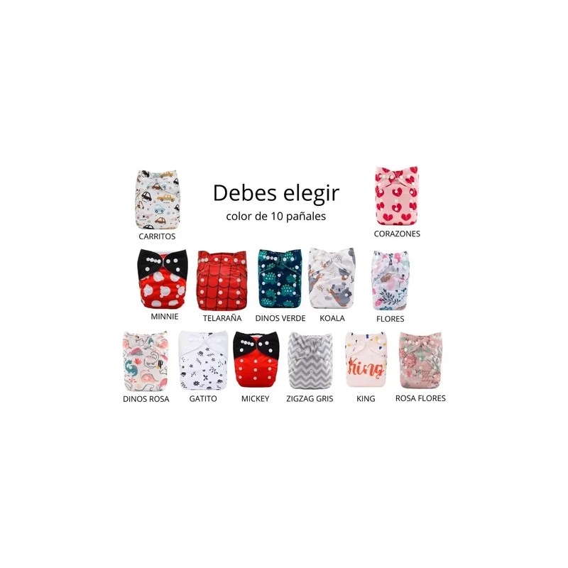 10 Pañales Ecológicos Alva Baby Personalizado 12 Insertos