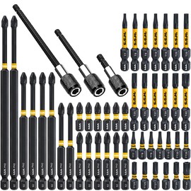 46Pcs Impact Bit Set, Long Screwdriver Bit Set, Tamper Proof Star Bit Set, With CNC Machining Head, 3 Pcs Hex Shank Quick Release Bar, Power Tool Accessories For Domestic Construction