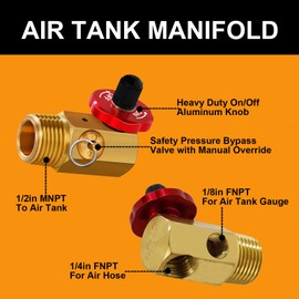 2pack Air Tank Repair Kit Including Safety Valve, 0-200 PSI Pressure Gauge and 4 Feet Air Tank Hose Assembly Kit for Portable Carry Tank