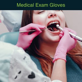 Pink Vinyl Disposable Gloves Medium 50 Pack - Latex Free, Powder Free for Medical Exam, Surgical, Home, Cleaning, and Food - 3 Mil Thickness