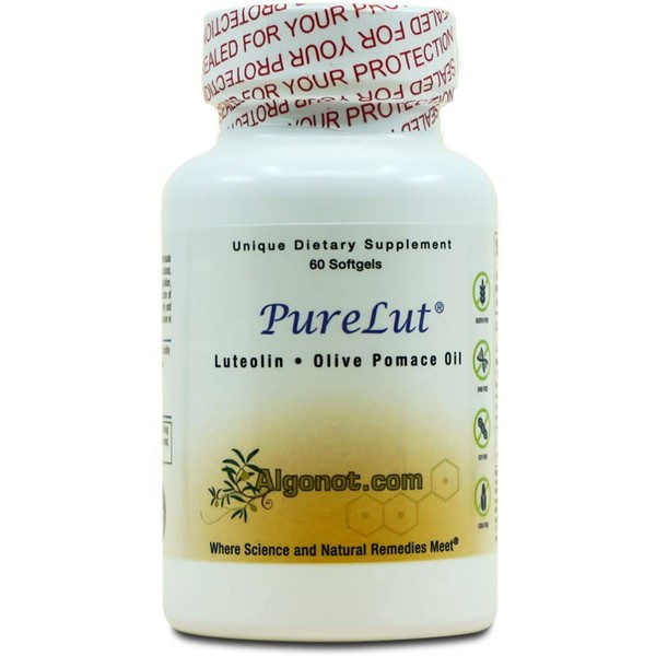 PureLut: Pure liposomal Luteolin - 60 gelcap, Patented Combination of Natural & Pure Luteolin in Olive Pomace Oil.