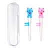 2 Pairs Kids Chopsticks - Cute Animal Cartoon Design, Plastic
