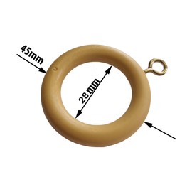 28mm x 45mm Beech Curtain Rings Drapery Pole Rod Loops Gliders with Eye for 22mm Pole (Pack of 10)