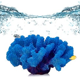 PINVNBY Artificial Coral Ornament Underwater Sea Plants Decorations Craft Resin Aquarium Plants for Fish Tank Decor Landscape (Blue)