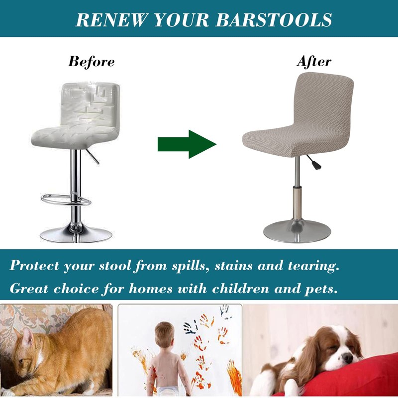 HFCNMY Bar Stool Covers with Backs,2 Pack Stretch Bar Stool