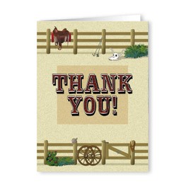 Stonehouse Collection | Western Thank You Note Cards | Cowboy Theme | Arizona, Texas Ranch (Western Corral)