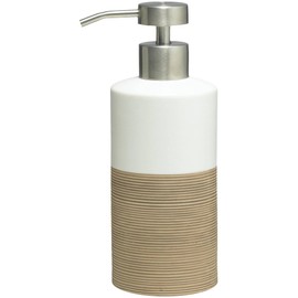 Sealskin Doppio Seifenspender, aus natürlichem Porzellan, freistehend und somit flexibel ohne Bohren zu platzieren, für Badezimmer und Küche, Farbe: Sand, handbemalt