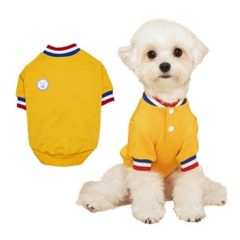 FLOT Designer Dog Shirt with Buttons Premium Materials Tailored Fit Luxury Sweater Designed and Made in Korea (Yellow) X-Large