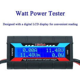 ARCELI 150A Wattmeter Power Analyzer High Precision RC with Digital LCD Screen for Measuring Voltage (V), Current (A) Power (W) Charge (Ah) and Energy (Wh)