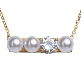 LuckyLy Collar de Perlas para Mujer y Zirconia Cúbica, Oro 18k con Base Acero Inoxidable – Ideal como Regalo para Mamá y Mujer Innovadores, Modelo Iris