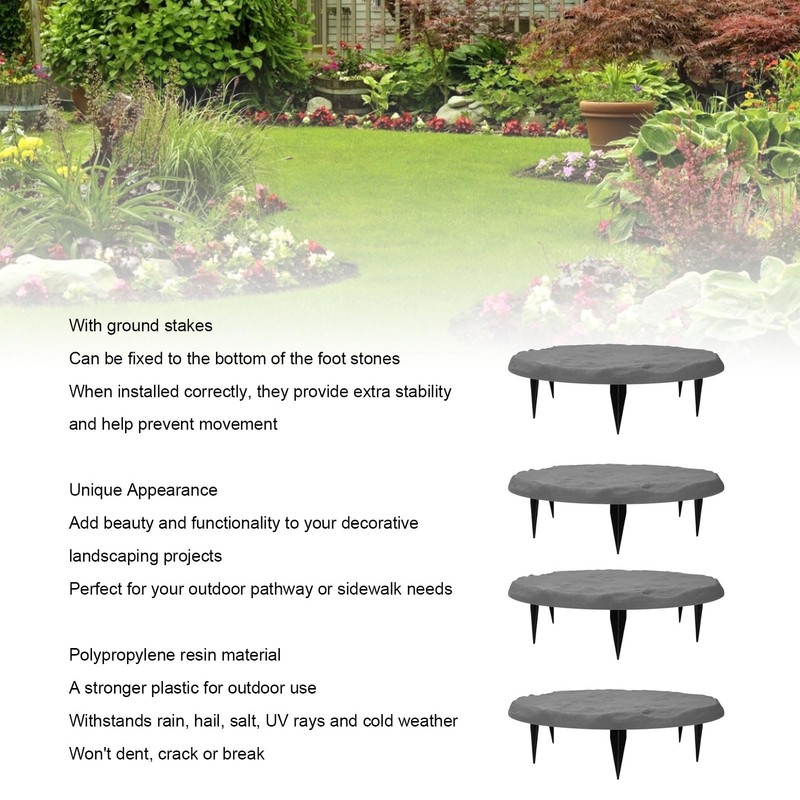 Outdoor Step Stones, Stepping Stones with Ground Stakes, Polypropylene Resin