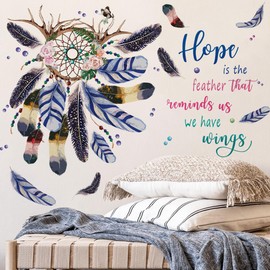 Runtoo Dream Catcher Wall Art Decal Boho Feather Quotes Wall Stickers Bedroom Girls Nursery Home Decor