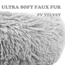 otoez Round Plush Donut Pet Bed Fur Donut Cuddler Warm Soft Dog Cat Cushion Bed Calming Bed Non-Slip Bottom (15"/19"/23''/27"/31''/39'')