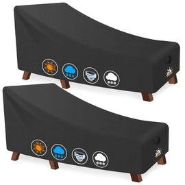 Zettum Outdoor Lounge Chair Cover 2 Pack - Waterproof Patio Chaise Lounge Chair Cover, 600D Heavy Duty Outdoor Seating Cover for Pool Lounge Chair, Lawn Bench Furniture 68 x 30 x 30 Inch