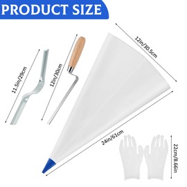 Flutesan 9 Pcs Tile Grout Masonry Mortar Bag Set Include 6 Pcs 12" x 24" Cement Sealer Bag Concrete Grouting Bag 1 Pcs Brick Jointer 1 Pcs Tuck Pointers 1 Pair Gloves for Tile Filler Installation Tool