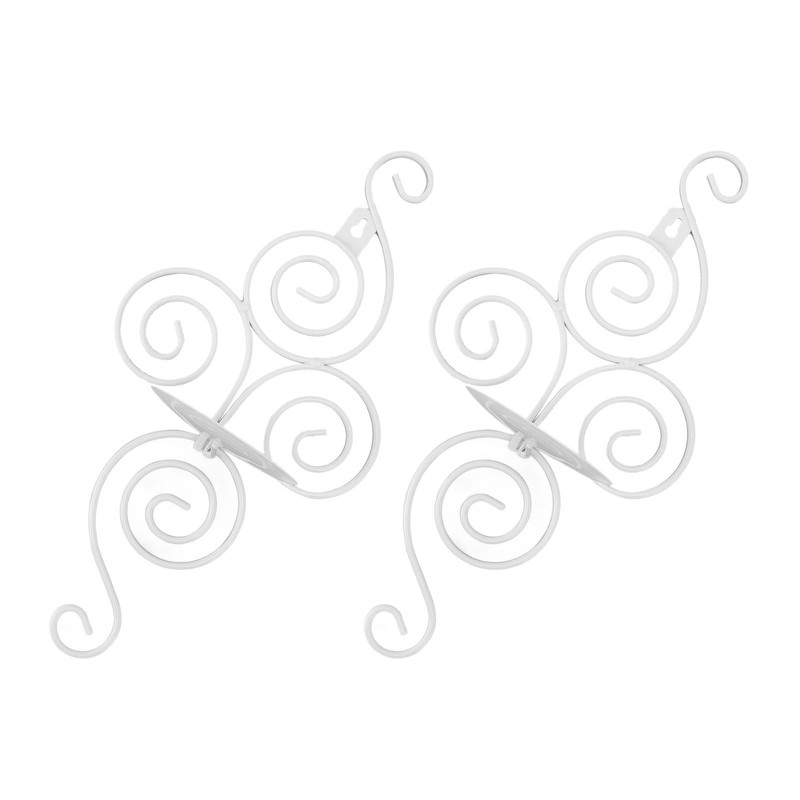 2 Sets Wall Candle Holder Foldable European Style Swirl Wrought
