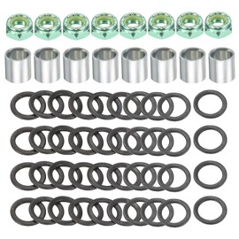 PATIKIL Skateboard Truck Hardware Kit, Skateboard Truck Lock Nuts Axle Washers Spacer Speed Rings Repair Set for Longboard Cruiser, Silver Black Green