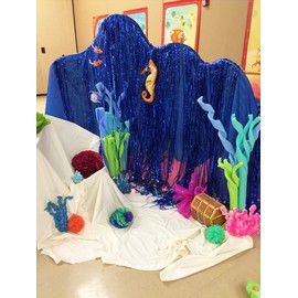 BEISHIDA 2 Pack Foil Fringe Curtain,Blue Tinsel Metallic Curtains Photo Backdrop for Wedding Engagement Bridal Shower Birthday Bachelorette Party Stage Decor(3.28 ft x 6.56 ft)