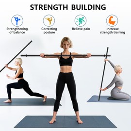 Wasoyun Yoga Stick 5ft, Adjustable Stretching Stick with 4 Steel Rods, Non-Slip Handle and Exercise Guide for Stretching and Exercise Physical Therapy, Pilates, Multi-Functional Fitness Stick.