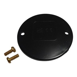 Black PVC Circular Box Lid - 65mm Diameter with 2 Fixing Screws for 20mm & 25mm Conduit Boxes