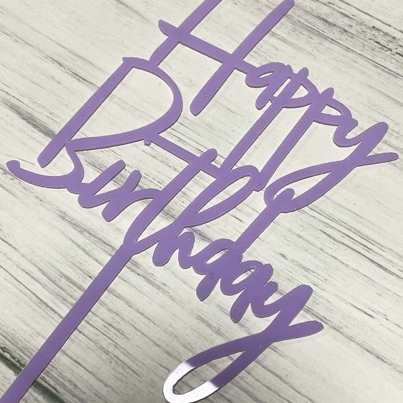 JIEEIN - Decoración para tarta de feliz cumpleaños, plástico morado,