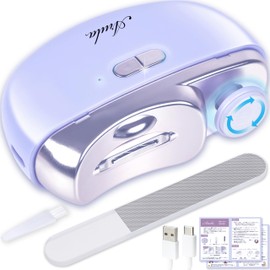 Arula Electric Nail Clipper, Rotating Nail Sharpener, Nail Care Set, 2 in 1, Crystal Sharpening, No Splattering, No Snap, Ultra Fine Sharping, LED Light, Good Visibility, Ok, Rotation, Nail