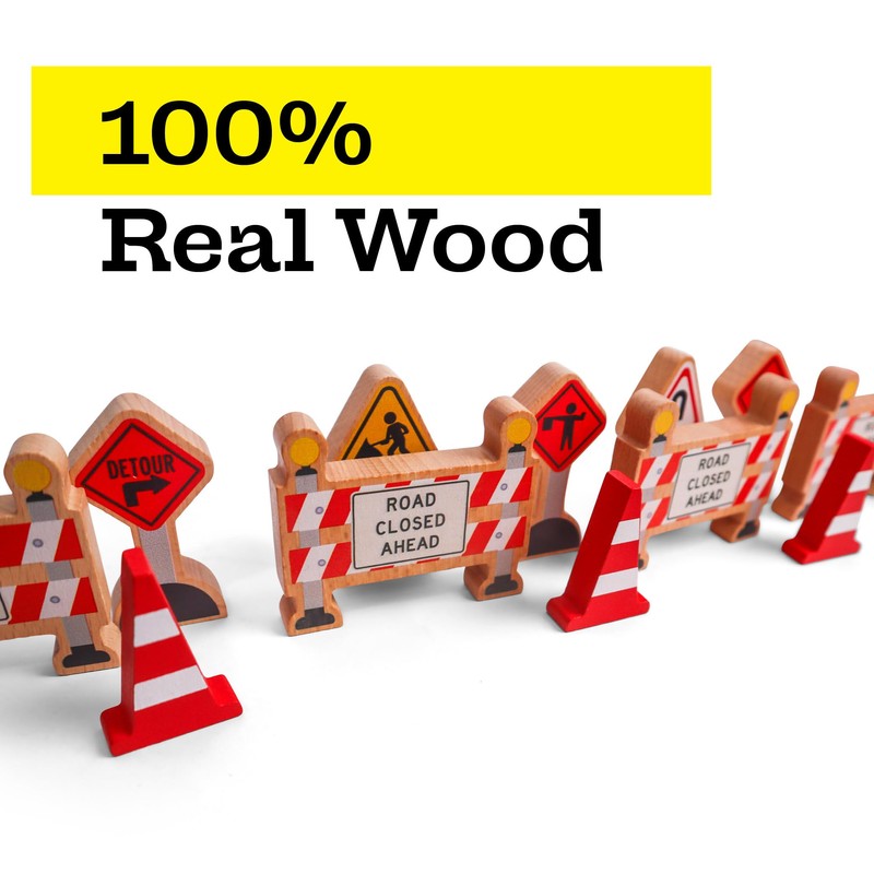 16 Pc Wooden Construction Signs and Traffic Cones - Construction