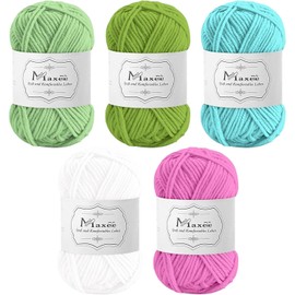Maxee Crochet Yarn 250 g (50 g x 5 Colours), Acrylic Wool for Knitting, Yarn for Crochet and Knitting, Hand Knitting Yarn Set, Hand Knitting Yarn Cotton Yarn for Crochet, Wool for Knitting and Crafts
