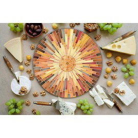 Mexican Handmade Wooden Cheese Board with Resin Finish – Ideal for Charcuterie, Serving Tray, and Entertaining. Model: Italian Orange.