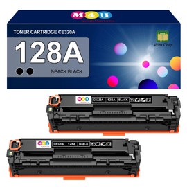 128A Toner Cartridges Black(with Chip) Compatible with 128A CE320A for Color MFP CM1415fn MFP CM1415fnw, CP1525n CP1525nw Series(2 Pack, Black)