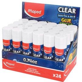 Maped Essentials Clear Washable Glue Stick Display x24-0.74oz (747249)