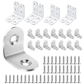 Pack of 28 Angle Connectors, Stainless Steel, Heavy Duty Angle Metal Angle 90 Degrees, Small Furniture Corner Connector for Attachment, Chair Angle, Furniture, Table, Chair, Bookcase, 16 x 20/30/50 mm