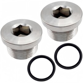 Lophtnix M14 x 1.5 Stainless Steel 304 Slim Round Head Allen Key Slotted Plug with O-Ring for O2 Oxygen Sensor or Oil Drain, Pack of 2