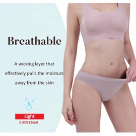 AIRCUTE Washable Absorbent Urinary Incontinence Underwear for Women Girl Bikini Leakproof Panty for Leakage Flow 25ml, 3 Pack (X-Large, Blush)