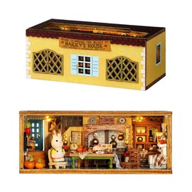 CUTEROOM DIY Wooden Dolls House Craft Miniature Kit - Cases Model & All Furniture (Harry's House)