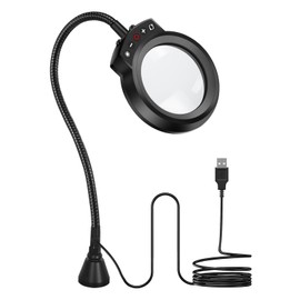 Helping Hands NEWACALOX Magnetic Magnifying Lamp, 5 Color Modes, 5X Magnifying Glass, Flexible Gooseneck, Soldering Helping Hands Base Station