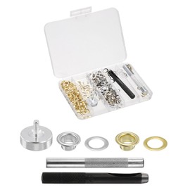 HARFINGTON 140pcs Grommet Eyelets Tool Kit 6mm Metal Grommet Kit with Installation Setter Tools for Shoes Clothes Leather Fabric Belt DIY, Gold,Silver