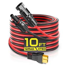 Gibbab Solar Connector to XT60 Charge Extension Cable, 10FT 12AWG XT60 Adapter Cable to Solar Panel Charging Wire for LiFePO4 Battery RV Portable Power Station Ecoflow Solar Generator