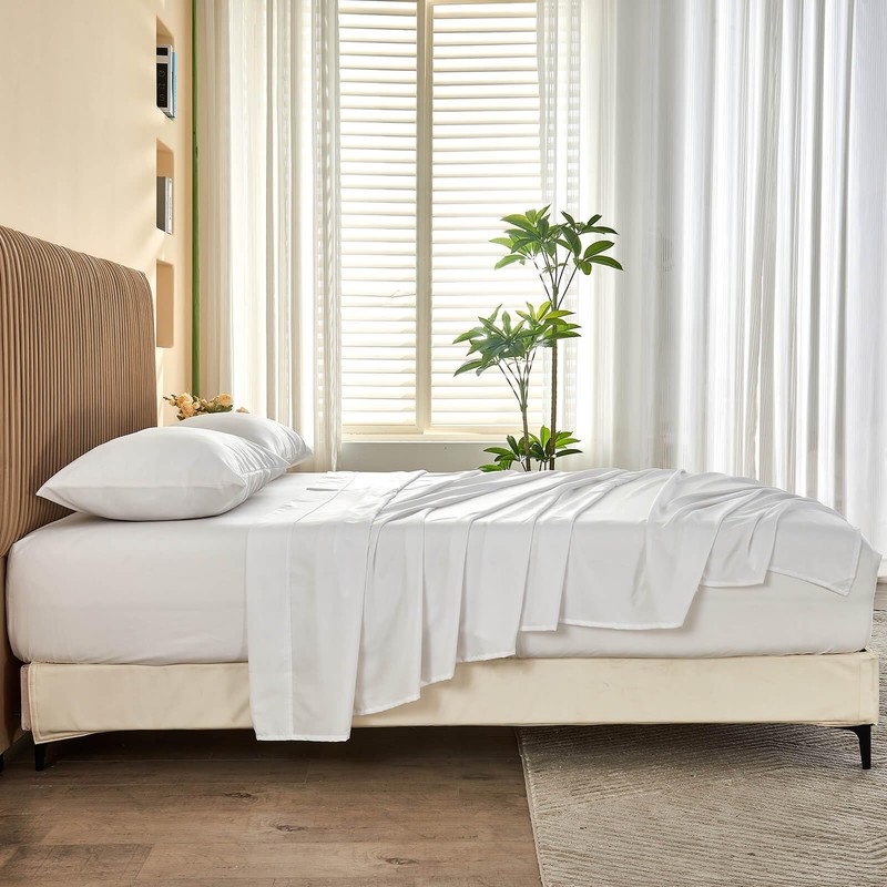 Kingnex Bamboo Viscose Queen Sheet Set Soft Brushed Mircrofiber 4