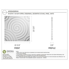 Ekena Millwork WP20X20SPWH 19 5/8"W x 19 5/8"H Spiral EnduraWall Decorative 3D Wall Panel Covers 2.67 Sq. Ft.