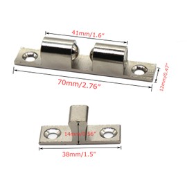 70MM Ball Catch Omitfu Set of 5 Solid Brass Chromium Plated Adjustable Double Ball Tension Roller Catch Latch Hardware Fitting for Cabinet Closet Furniture Door with Screws
